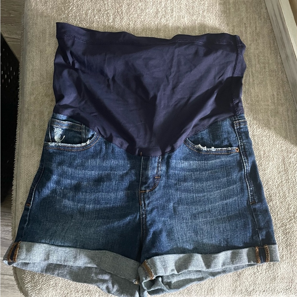 Denim Blue Women's Maternity Shorts